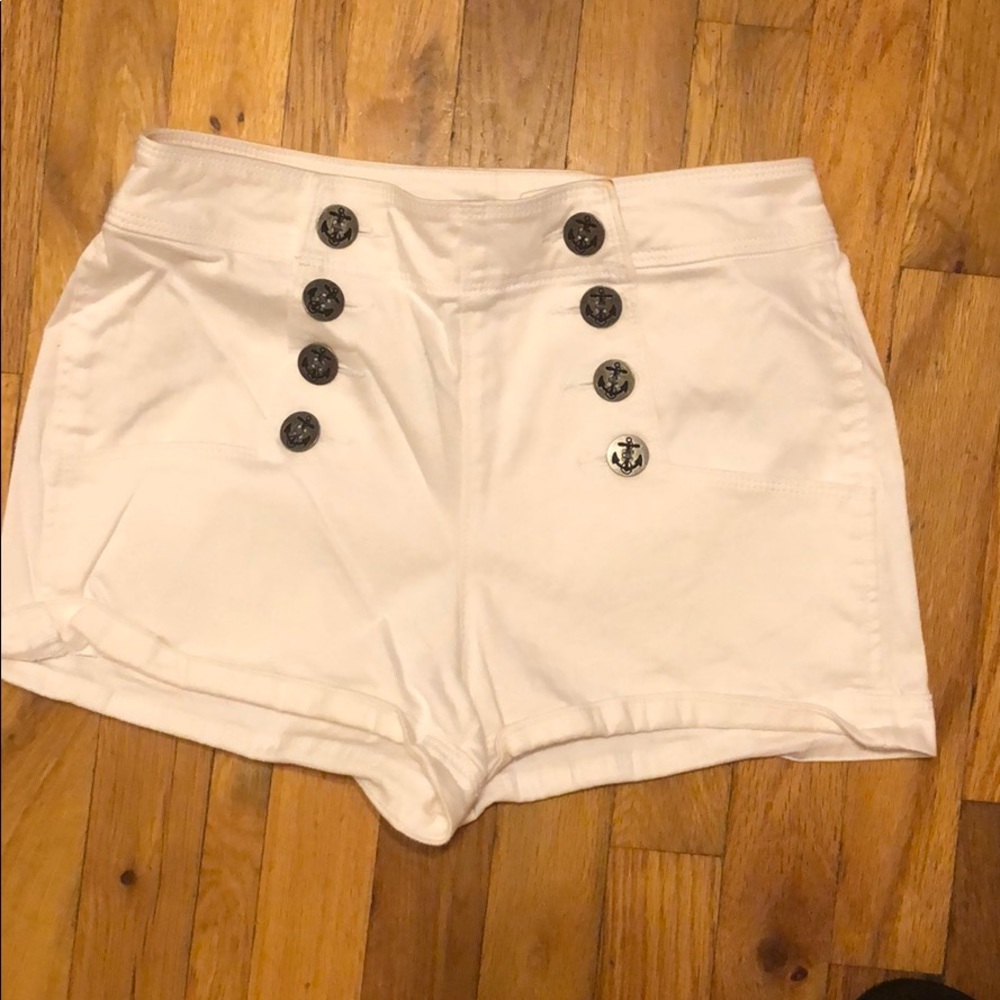 High waisted jean shorts.